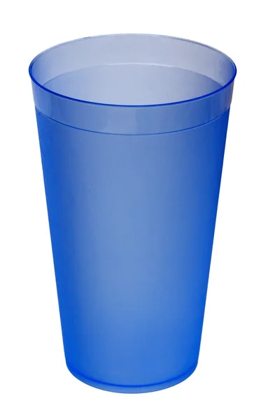 Blue plastic glass for juice, isolated on white background. — ストック写真